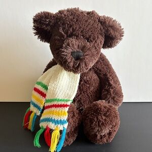 HBC Millington Brown Teddy Bear Striped Scarf Charity 2005